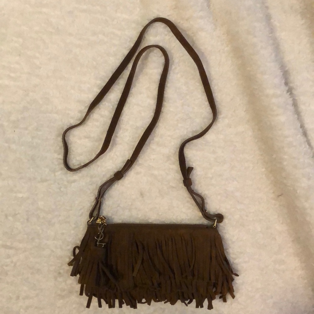 Suede fringe saint laurent small purse